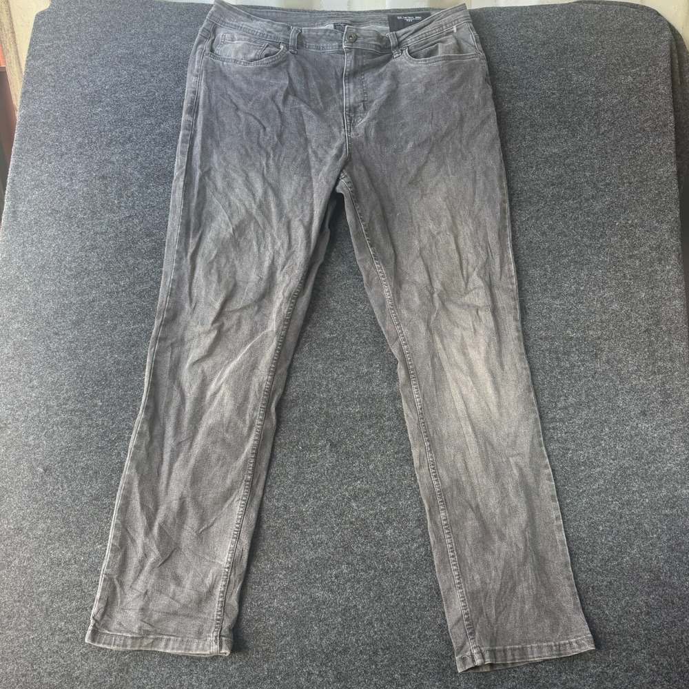 The Perfect Jean Nyc Slim Thick Jeans Mens 36x32 Gray Denim Stretch Tapered Leg